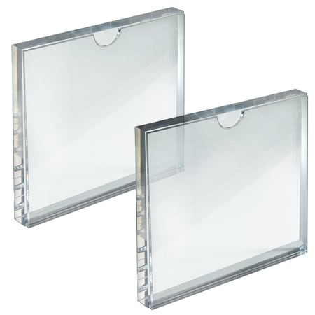 Azar Displays Clear Acrylic Block Sign Holder Frame 5in x 5in, Top Load, 2PK 104555-2PK